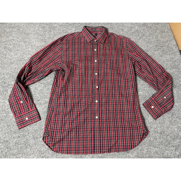 J. Crew Other - J.CREW Shirt Mens L Red Plaid Long Sleeve Wrinkle Free Button-Down Casual Cotton